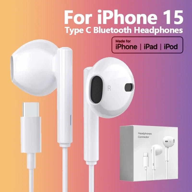 

Наушники USB Type C для Apple iPhone 15, 14, 13, 12, 11 Pro Max, проводные наушники X XS XR 8, аксессуары для наушников Lightning Bluetooth