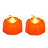 Warm White Electronic Candles 2Pcs Halloween Pumpkin Flameless Candles, Battery Operated LED Candle, Decorative Candy Bag Fillers for Light,