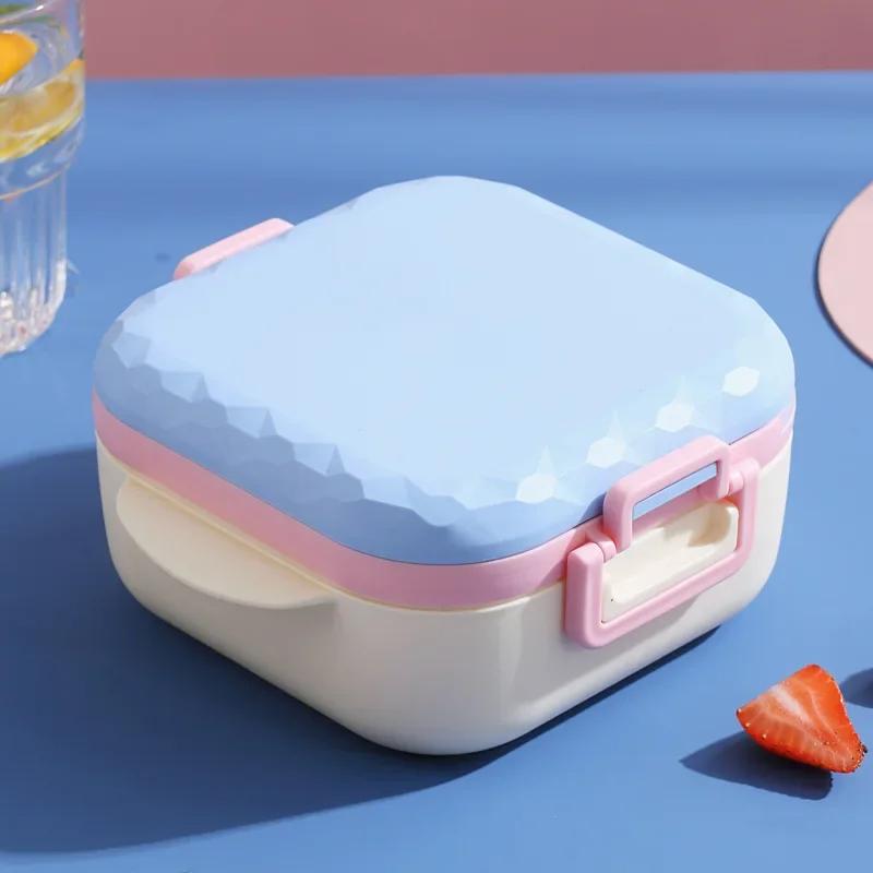 

900ml Portable Lunch Containers 3 Grid Food Storage Containers lunch box Durable food box With Fork & Spoon For Work School светло-синий