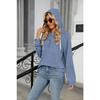 Herbst und Winter Damen Einfarbig Knopf Kapuzentasche Lose Langarm Sweatshirt