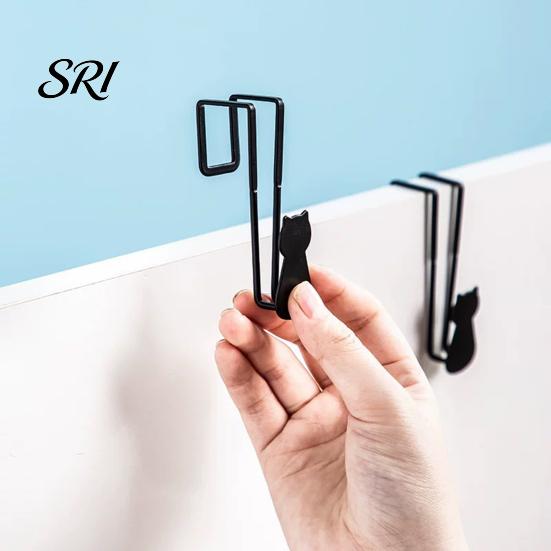 Rental Friendly Hook Door Back No Punching Stable Load-Bearing Iron Material Hanger Nail-Free Compact Space-Saving Organizer for Bedroom Double Fork