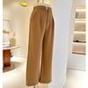 Womens Tencel Wool Blend Wide Leg Straight Trousers Winter Office Wear