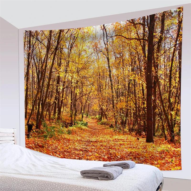 Forest Pathway in the Misty Mountain Tapestry Wall Hanging Art Nature Landscape Tapestries Home Decor for Living Room Bedroom