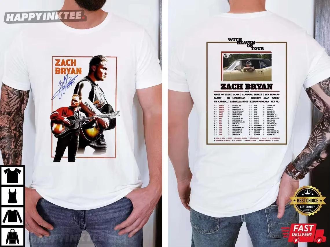 

Zach Bryan with Heacen on Tour Peripherals Print T-shirt Summer Fashion New Tee Women Men Comfortable Cotton Oversize Casual Top L
