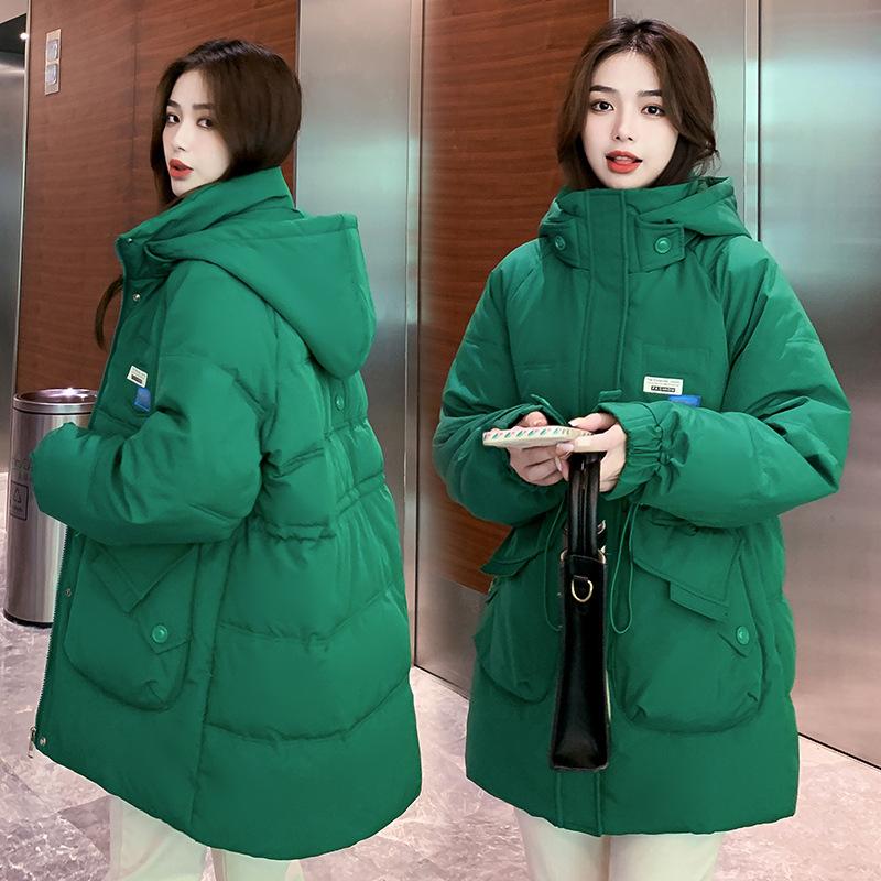 2025 New Down Cotton Jacket Women's Mid-length Plus-size Korean Loose Cotton Jacket Fashionable Slimming Thickened Padded Jacket Jacket