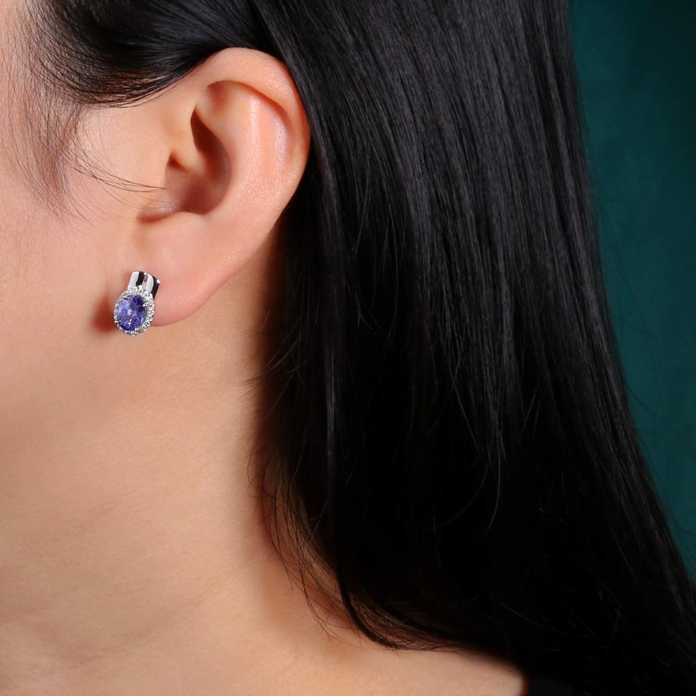 Precious Rare Natural blue Tanzanite Ring Earrings Set Real Gemstone Silver jewelry Women's anniversary & wedding gift