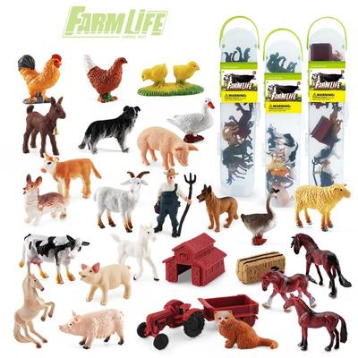 Simulation Poultry Animal World Famous Horse Set Farm Pasture Cub Farmer Scene Model Barrel Ornament Doll
