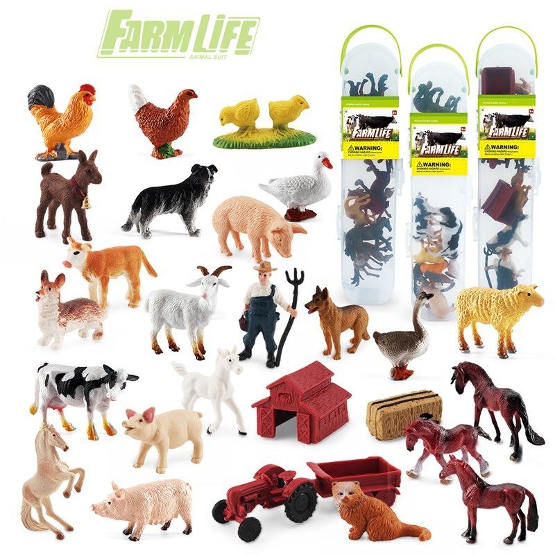 Simulering Fjærfe Dyr Verdensberømt Hestesett Gård Beitemark Unge Bonde Scene Modell Tønne Ornament Dukke