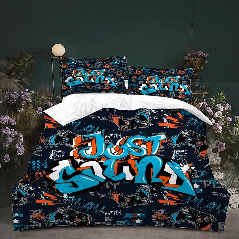 Comforter Teen /Boy/Kid Video Games Bedding Set Gaming Controller Pattern Design Comforter Decorative Game Gamepad Set