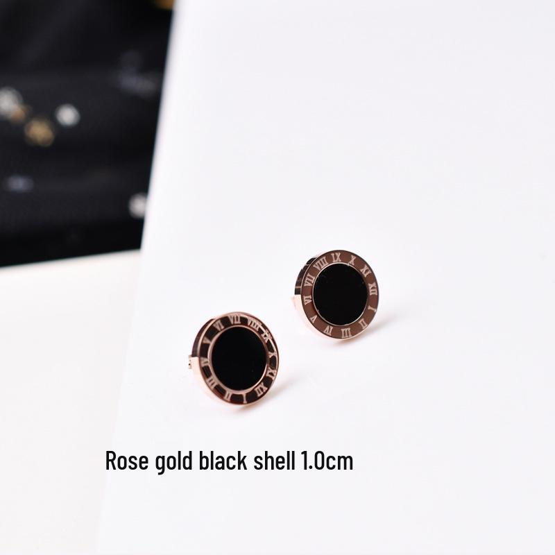 Unisex Roségold & Schwarze Titanstahl Ohrstecker