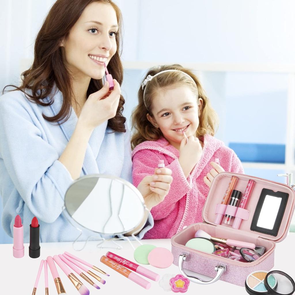 AstarX 23-Piece Makeup Toy Set for Kids, Realistic Washable Cosmetics, Safe and Non-Toxic, Beauty Set for Parties, Games, Halloween, Christmas, and