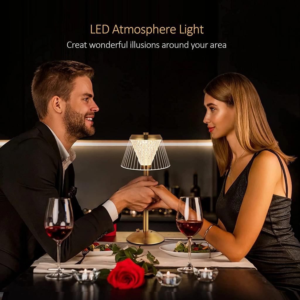 New Elegant and Beautiful Rechargeable LED Crystal Table Lamp with Dimming Function - Sophisticated Wireless Night Light for Hot