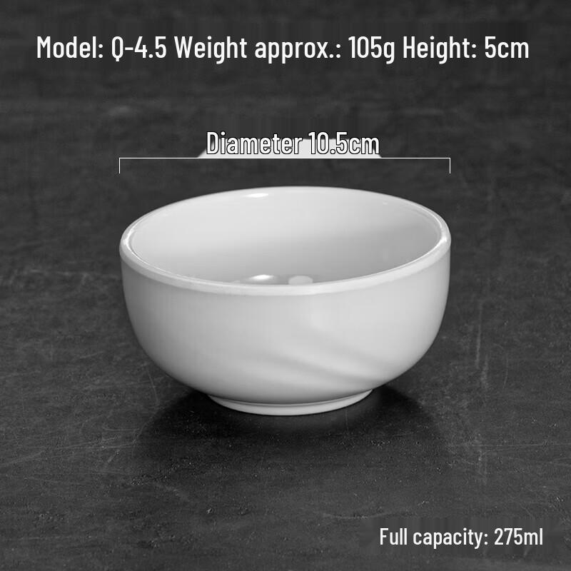 Durable White Melamine Rice Bowls, 10-Pack
