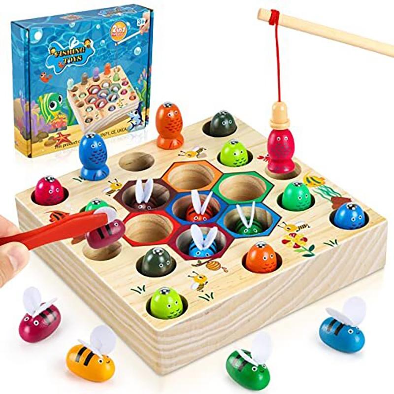 Engaging Wooden Fishing Game Toys For Boys And Girls With Magnetic Elements