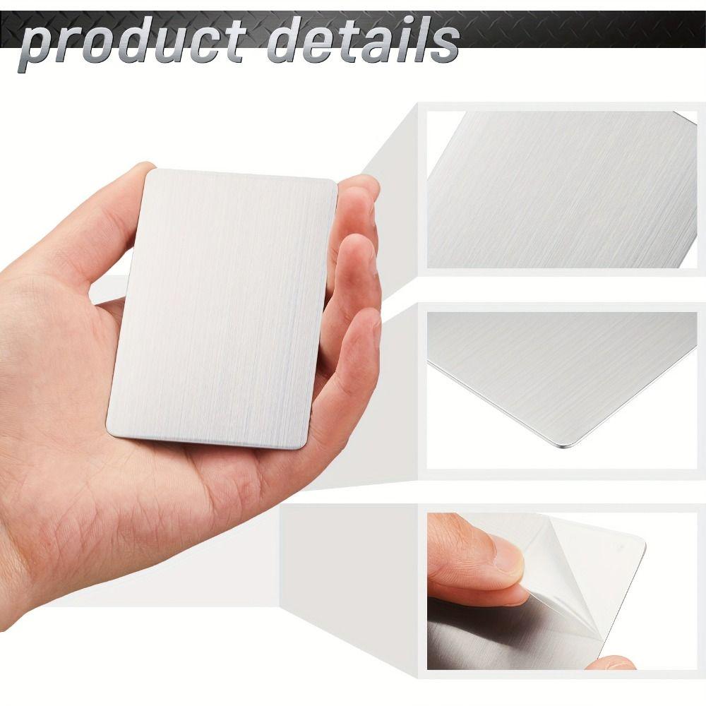 3Pcs Stainless Steel Business Card Blanks Metal Ultra Thick Metal Business Cards Smooth Edge Rounded Corners Name Cards