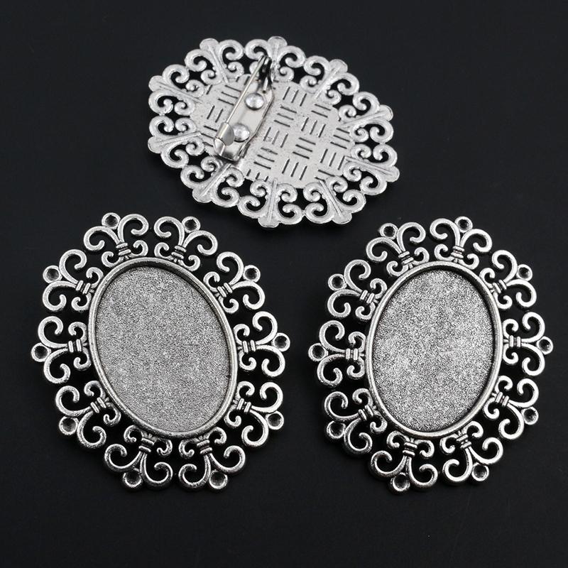 5pcs 18x25mm Inner Size Multi Styles Brooch Cabochons Blank Base Setting Tray Bezel DIY Jewelry Making Accessories Findings
