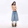 Fashion Summer Relax Fit Casual Wide Leg Cropped Capri Denim Pants For Women Trendy Versatile Loose Straight Slimming AllMatch Design