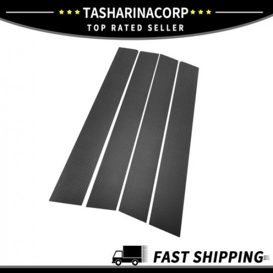 4 Pcs Car Door Pillar Window Trim for Honda City 03-08 Black Carbon Fiber