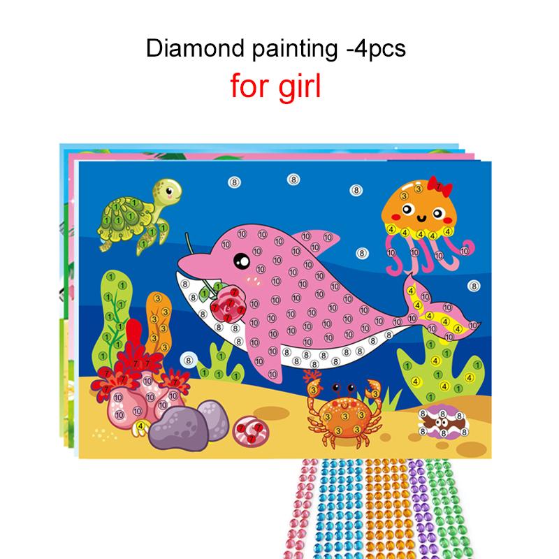 Children Handmade DIY Toys Button/Pompom/Diamond Stickers Drawing Toy Puzzle Early Education Color Cognition Birthday Gift TMZ