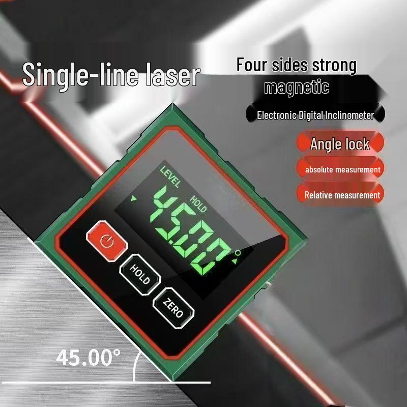 Cyfrowy inklinometr magnetyczny Precision 360° z inteligentnym wyświetlaczem laserowym i poziomicą