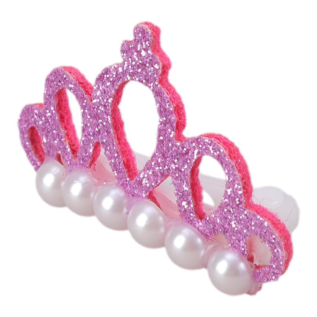 Shimmering Hair Clip for Small Dog Cats Party Dressingup Artificial Pearl Crown Hair Pin for Pet Daily Formal Photograph