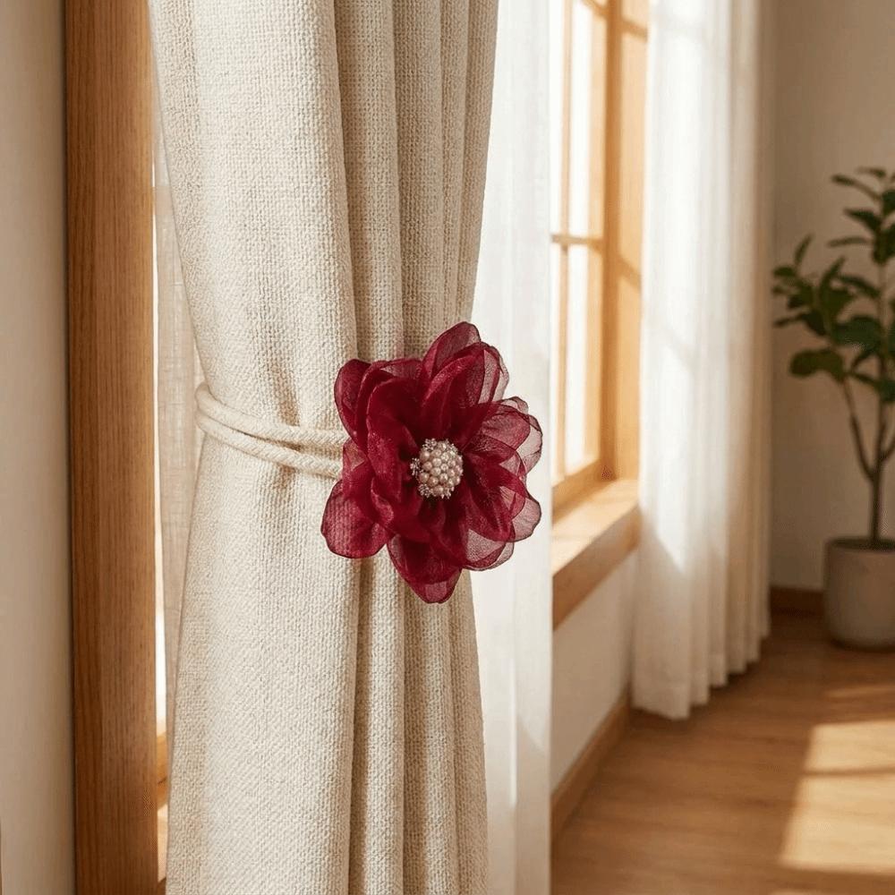 Romantic Flower Window Tiebacks Adjustable Synthetic Fibers Curtain Straps Clips Exquisite Decorative Curtain Buckle Party