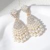 Luxury Pearl Drop Earrings With Cz Micro Pave Geometric Design For Women