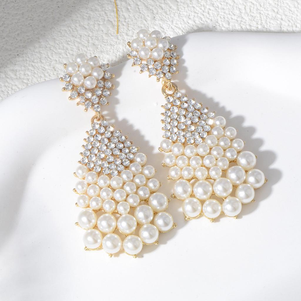 Luxury Pearl Drop Earrings With Cz Micro Pave Geometric Design For Women