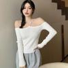 Women's Solid Color Off Shoulder Halter Slim Knitted Long Sleeves Tops