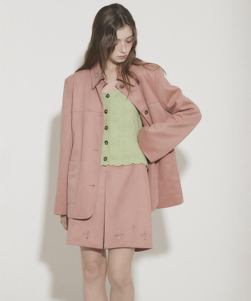 Eoboneoseu Four Suede Studded Mini Skirt [Pink]