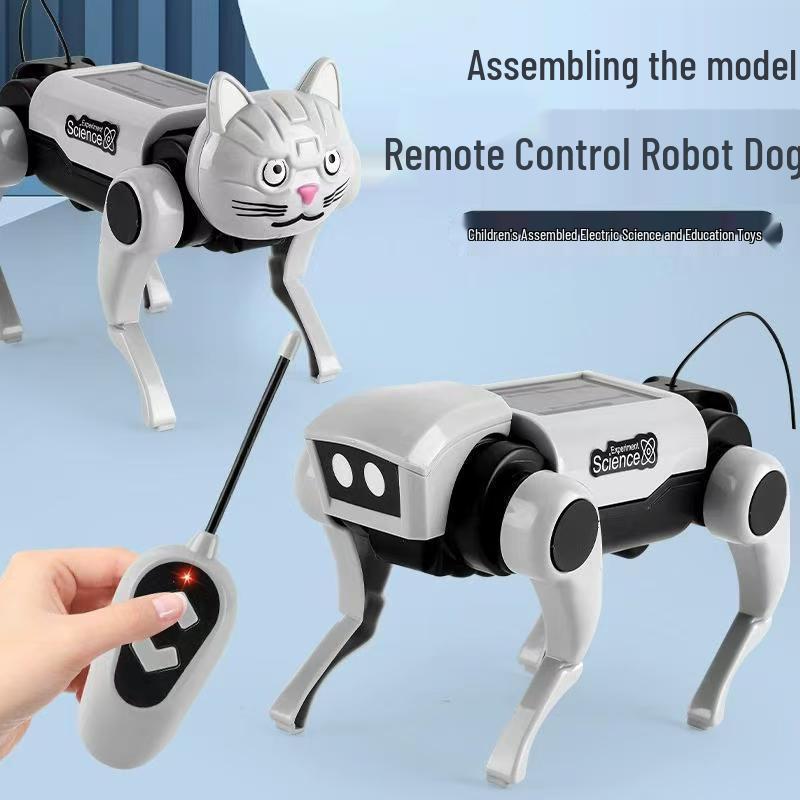 Solar-Powered Remote Control AI Robot Dog - DIY Educational Toy for Kids