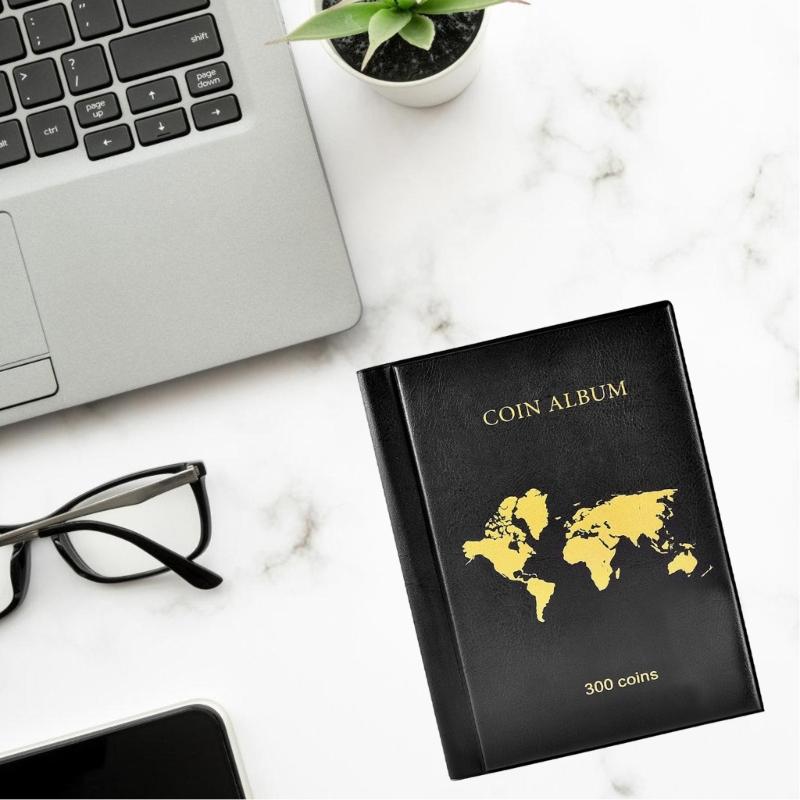 300 Capacity Coin Collection Album Leather PVC Construction Display Organizers For Currency Pennies Quarters Storage