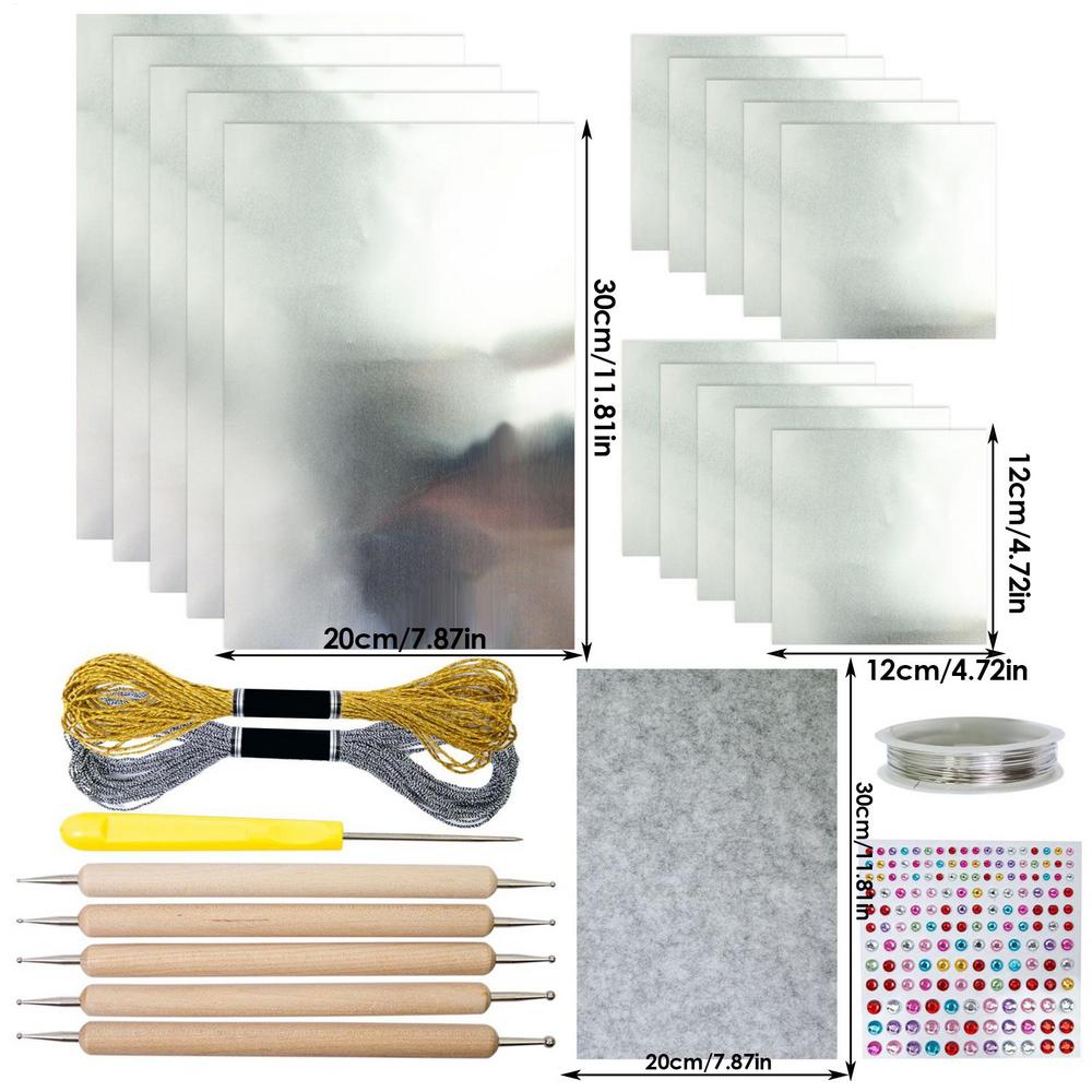 

Foil Cardstock Metal Embossing Art Kit Silver Gold Shimmer Shiny Embossing Engraving Painting Kit Crafting Art for Kids Adults