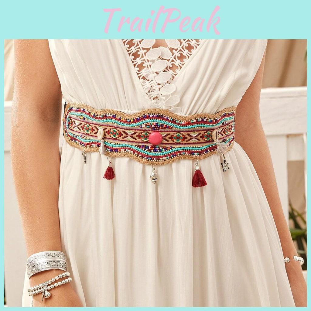 Beaded Waist Bohemian Sash With Handcrafted Shell Embellishments For Women Elegant Fashion