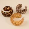 Trendy Exaggerated Wide Brimmed C-shaped Open Leopard Print Bracelet, Fashionable Geometric Jewelry