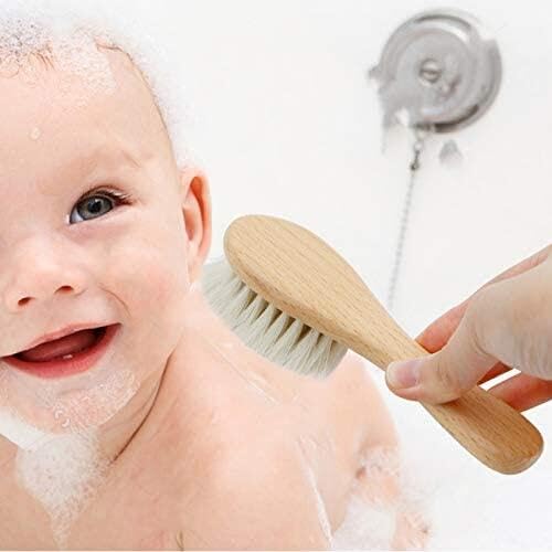 2-Piece Hairbrush Set with Wooden Handle, Baby Brush and Comb for Newborns and Toddlers, Made with Goat Hair and Natural Wood for Scalp Massage, Perfe