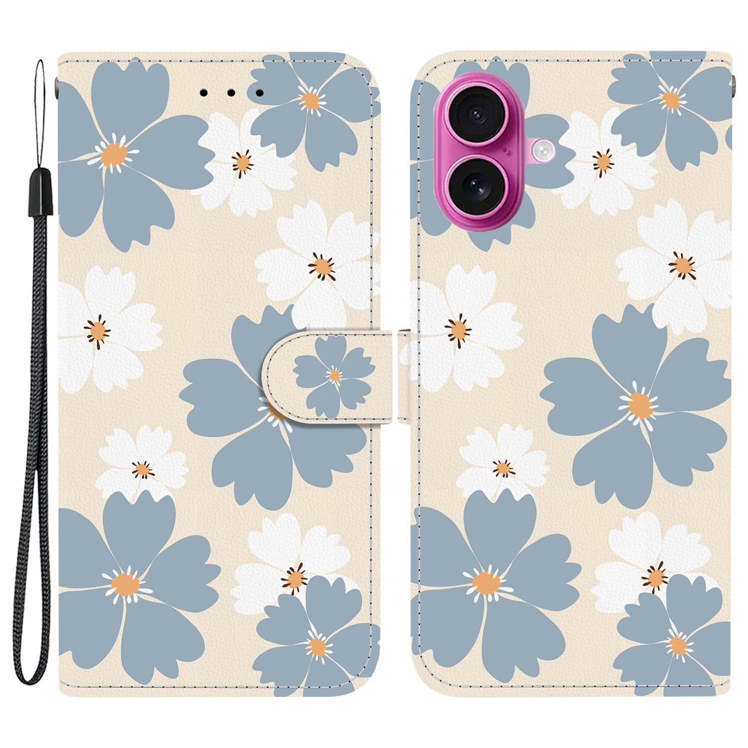 

For iPhone 17 Wallet Case Pattern Printing Leather Stand Phone Cover with Strap G