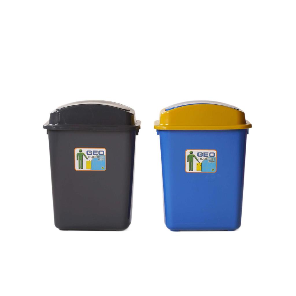 Large Capacity Plastic Flip-Top Trash Can with Lid for Home, Kitchen, Bathroom, Office, or Hotel.