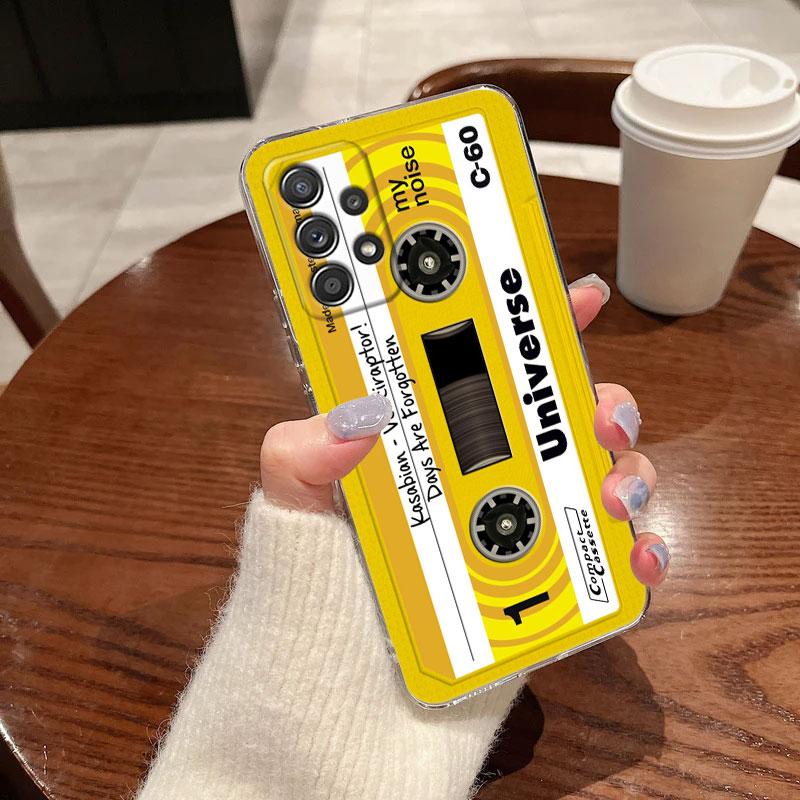 Vintage Music Tapes Cassette For Samsung Galaxy A55 Case A54 A52 A53 5G A15 A14 A13 A21S A23 A51 A34 A35 A33 A32 A72 Clear Cover