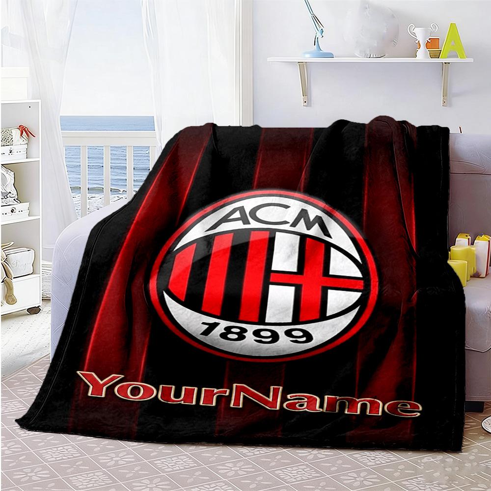 Ac Milan Personalized Text Blanket Cozy Customizable Blanket Durable Comfort Great for Seaside Nap Couch Bed Four Seasons Multipurpose