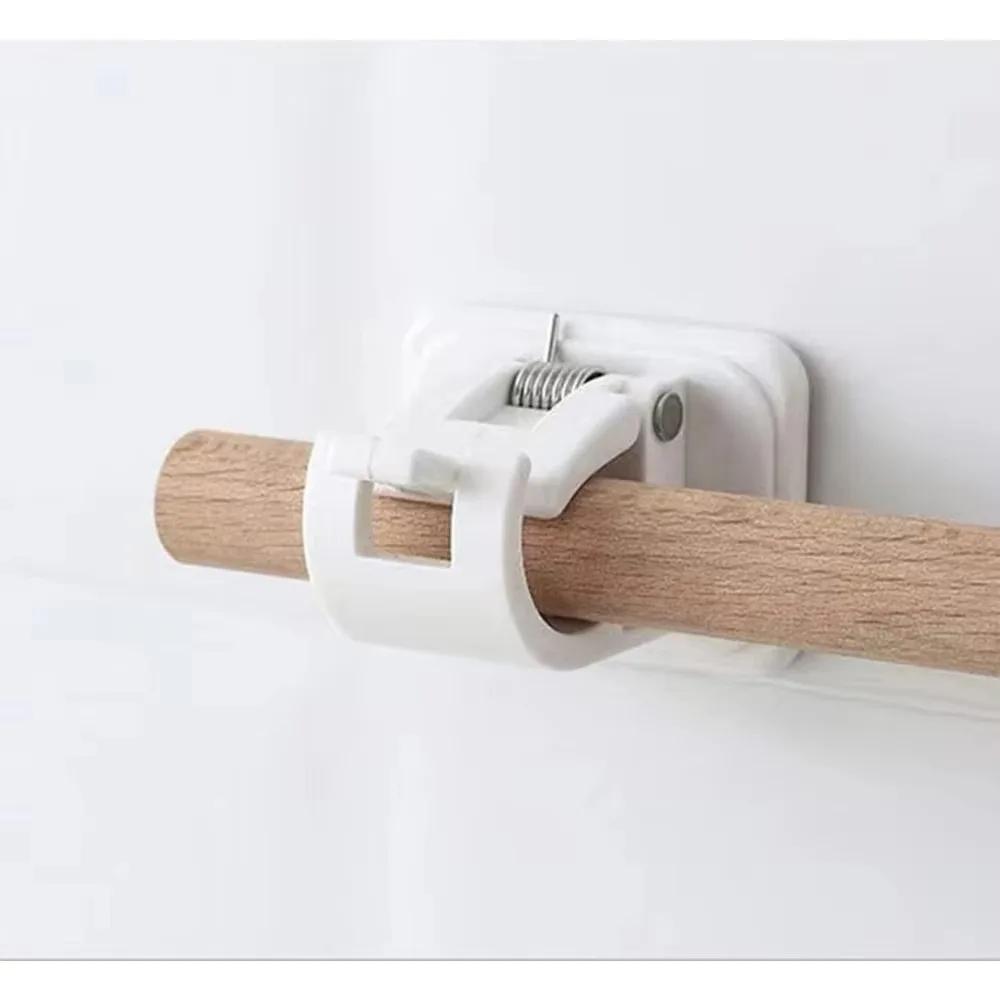 Punch-free Curtain Rod Clip Hook Shower Curtain Rod Hanging Holder Household Fixed Clip Hanging Hook Holder Self Adhesive Hooks