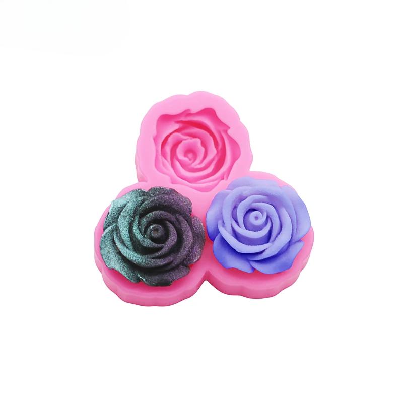 3D Rose Floral Large Small Resin Accessories Silicone Molds DIY Floral Resin Phone Case Head Rope Mold Flower Chocolate Mold