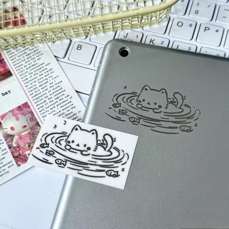 

3 шт. Милый кот, играющий в воде, 3D рельефная металлическая наклейка, водонепроницаемая мультяшная наклейка для украшения планшетов, ноутбуков