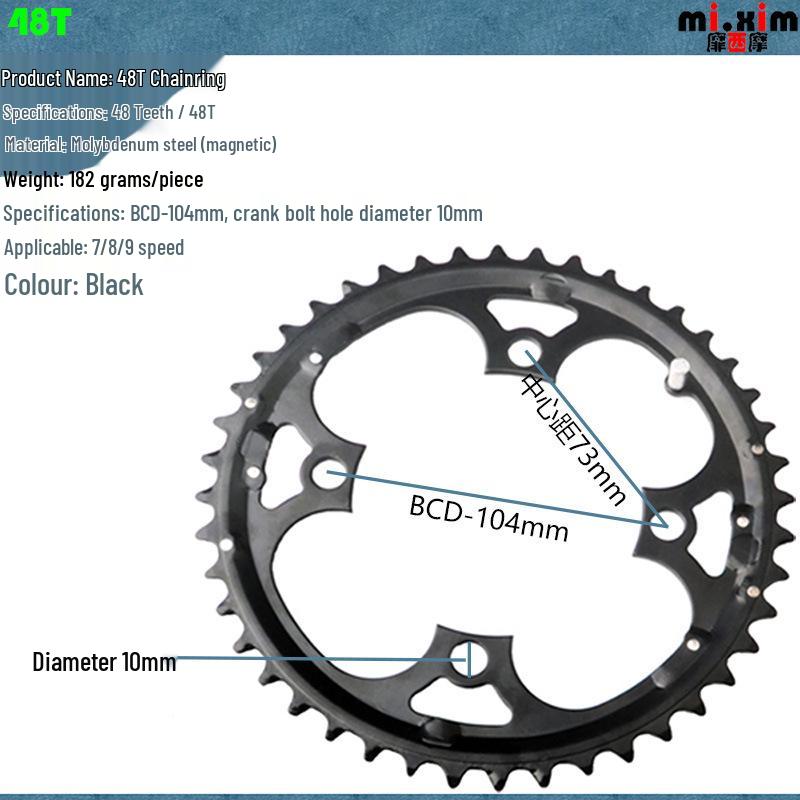 48T Multi-Speed Mountain Bike Chainring Crankset (8-10, 27, 30-speed)