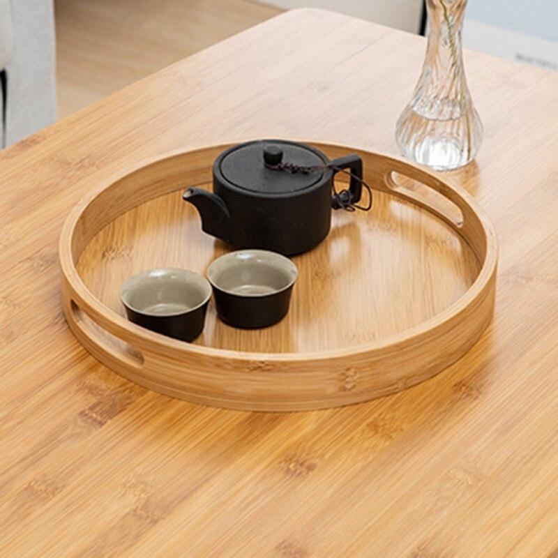Bamboo Tray Custom Creative Baking Binaural Portable Round Tea Tray Home Tea Set Small Tea Tray