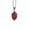Fashion Retro Metal Geometry Glass Court Relief Rose Flower Heart Pendant Necklace for Women Punk Charm Jewelry Accessory Gifts