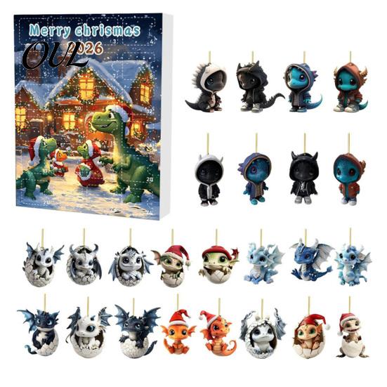 Acrylic Dragon Hanging Ornaments Advent Calendars 2026, 24 Days Christmas Countdown Calendar with To Ornaments, Collectible Pendants for Kids, Adults
