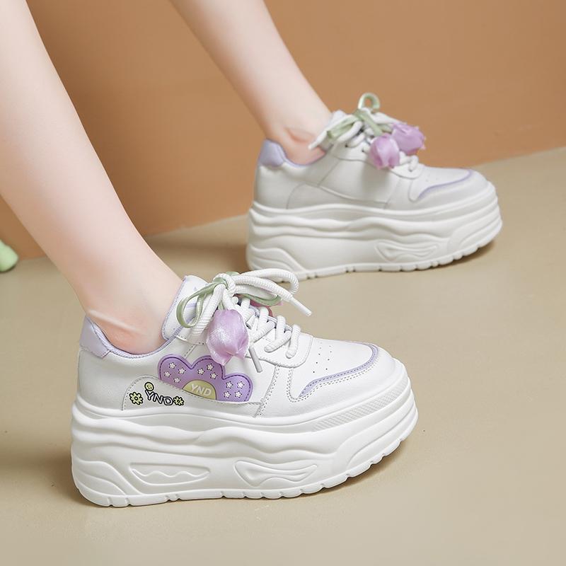 Fashion 8CM Women's Sports Shoes 2025 Autumn Pink Comfortable Fashion White Female Thick Bottom Skateboard Shoe Women Casual Sneakers