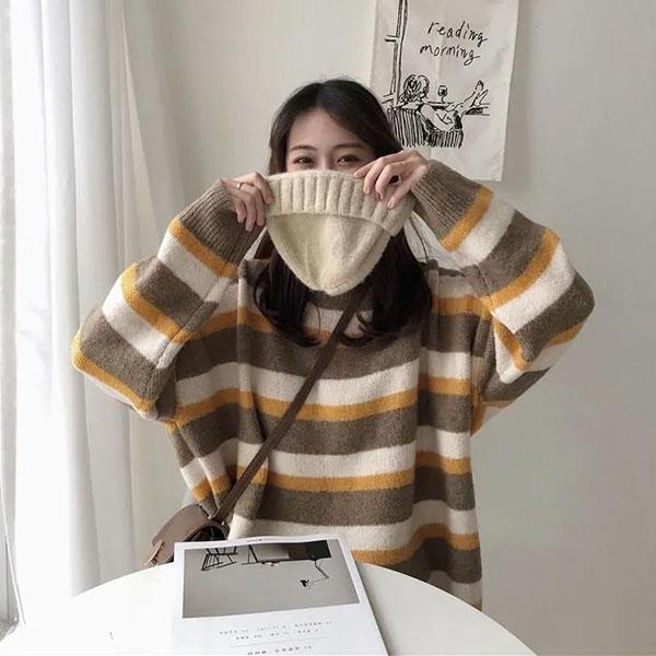 WTEMPO Women Large Size O-Neck Sweaters Loose Autumn Winter Versatile Long Sleeve Short Knitted Pullover Casual Bottoming Sweaters