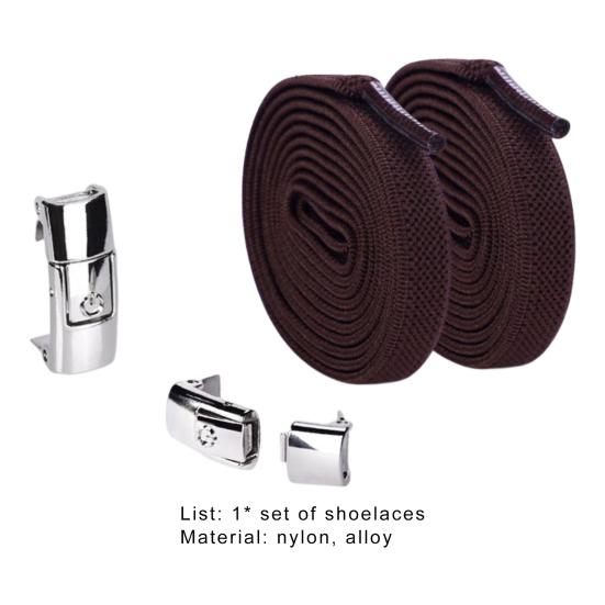 1 Pair 8mm No Tie Shoelaces Buckle Closing Opening Solid Color Flat Elastic Multipurpose Kids Adult Lazy Shoe Laces for Outdoor